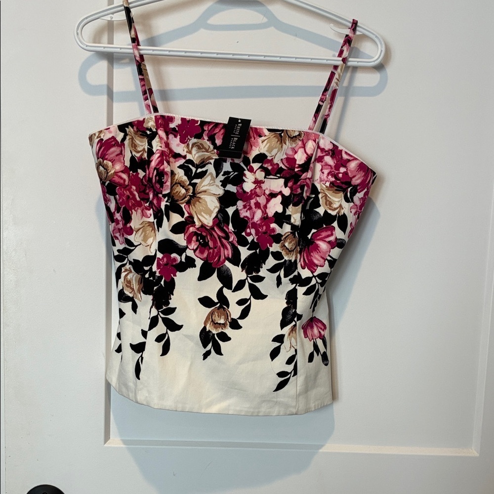 White House Black Market Floral bustier in Pink and Cream. B17